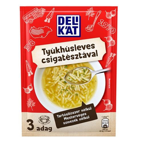 Instant tésztás leves DELIKÁT Tyúkhúsleves csigatésztával 40 g