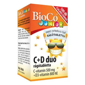  Vitamin BIOCO Junior C + D Duo családi rágótabletta 100 darab