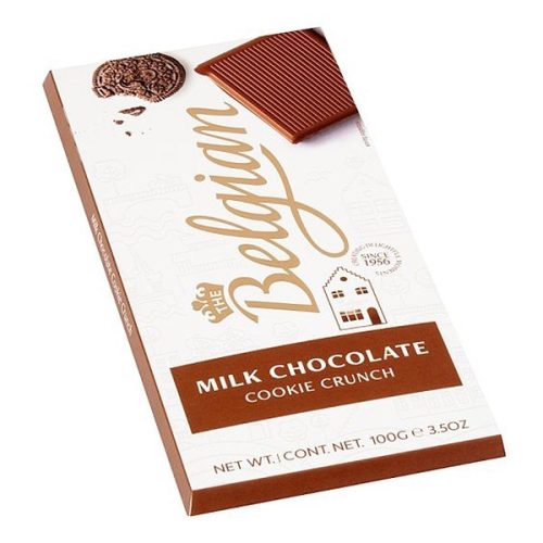 Csokoládé BELGIAN Milk Cookie Crunch kekszdarabos tejcsokoládé 100 g