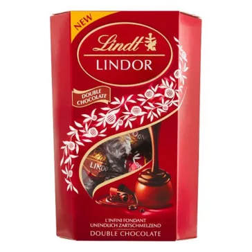   Csokoládé LINDT Lindor Double Chocolate csokoládé golyók díszdobozban 200 g