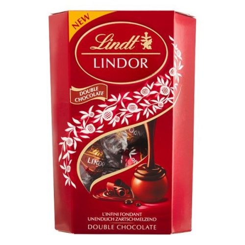 Csokoládé LINDT Lindor Double Chocolate dupla csokoládé golyók díszdobozban 200 g