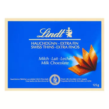 Csokoládé LINDT Thins Milk tejcsokoládé lapocskák 125 g