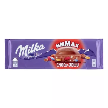   Csokoládé MILKA MMMax ChocoJelly meggyes zselédarabos-cukordrazsés 250 g