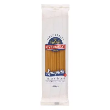   Száraztészta spagetti GYERMELYI teljes kiőrlésű durum 500 g