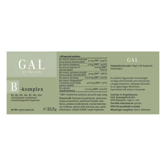 Vitamin GAL B-komplex vegán 60 darab