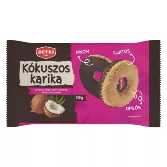 Keksz DETKI vaniliás karika kókuszos étbevonóval 150 g Keksz DETKI vaniliás karika kókuszos étbevonóval 150 g