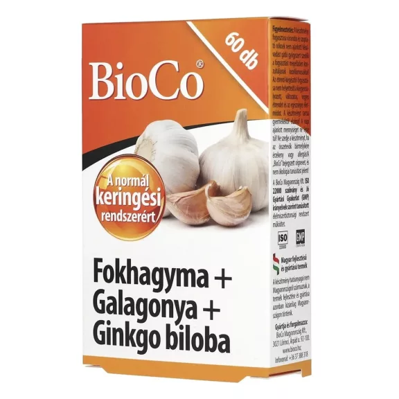Vitamin BIOCO Fokhagyma + Galagonya + Ginkgo biloba 60 darab Vitamin BIOCO Fokhagyma + Galagonya + Ginkgo biloba 60 darab