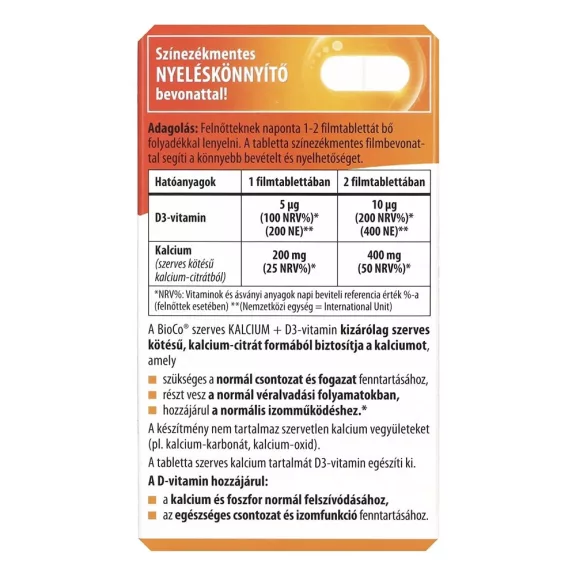 Vitamin BIOCO Szerves Kalcium + D3 megapack 90 darab Vitamin BIOCO Szerves Kalcium + D3 megapack 90 darab