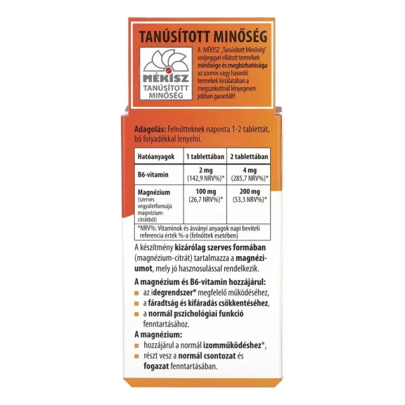 Vitamin BIOCO Szerves Mg + B6 60 darab Vitamin BIOCO Szerves Mg + B6 60 darab