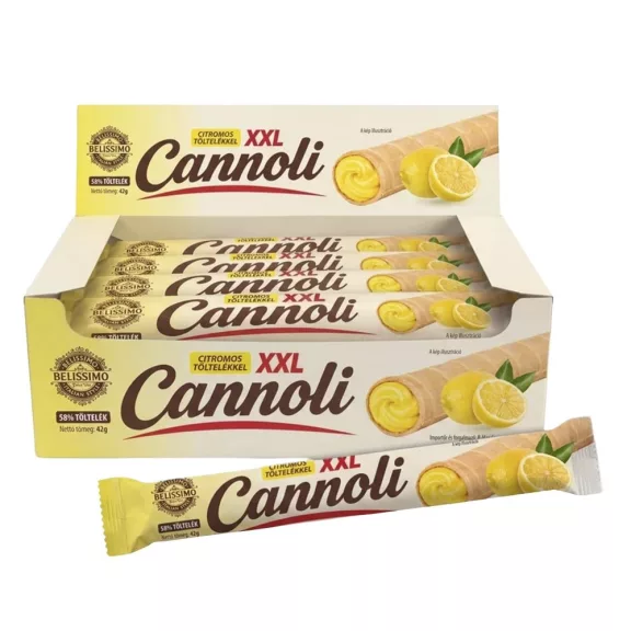 Töltött ostya rúd BELISSIMO Cannoli citrom 42 g Töltött ostya rúd BELISSIMO Cannoli citrom 42 g