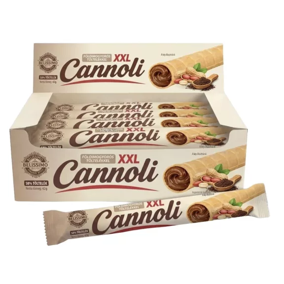 Töltött ostya rúd BELISSIMO Cannoli földimogyoró 42 g Töltött ostya rúd BELISSIMO Cannoli földimogyoró 42 g