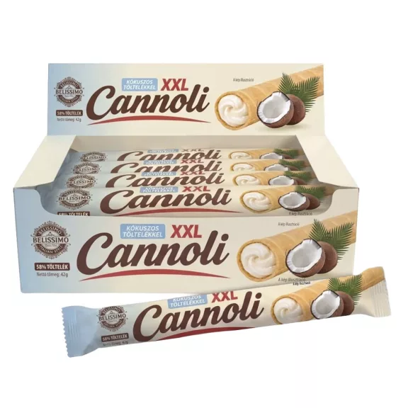 Töltött ostya rúd BELISSIMO Cannoli kókusz 42 g Töltött ostya rúd BELISSIMO Cannoli kókusz 42 g