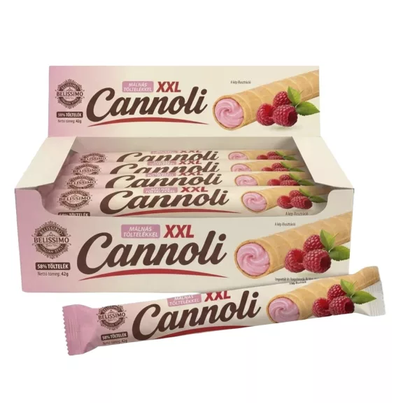 Töltött ostya rúd BELISSIMO Cannoli málnás-jughurt 42 g Töltött ostya rúd BELISSIMO Cannoli málnás-jughurt 42 g