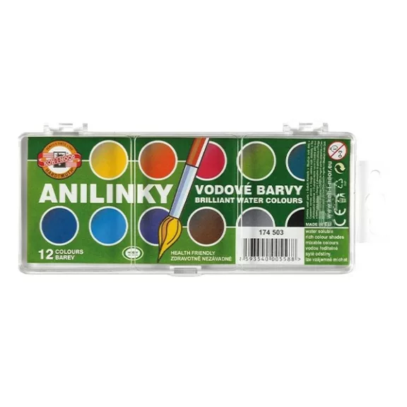 Vízfesték KOH-I-NOOR brillant aquarell 22,5 mm kerek 12 darabos Vízfesték KOH-I-NOOR brillant aquarell 22,5 mm kerek 12 darabos
