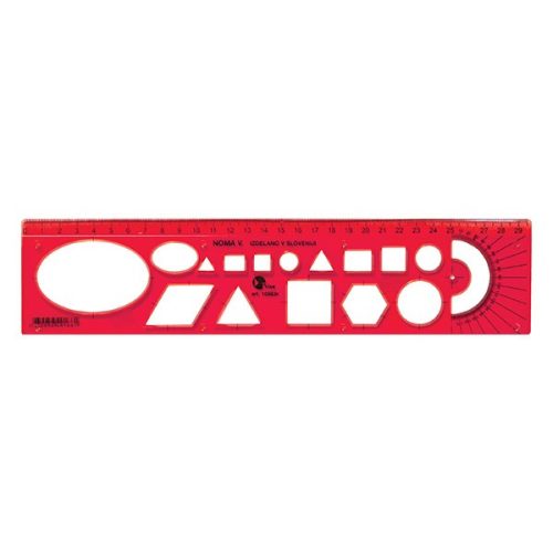 Sablon vonalzó OPTIMA piros 30cm