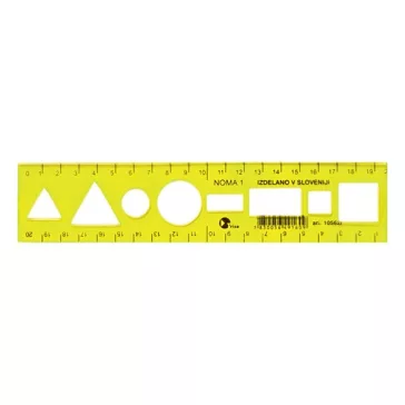Sablon vonalzó OPTIMA hajlékony sárga 20cm