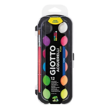   Vízfesték GIOTTO Aquarelli 30 mm fluoreszkáló színek 12 darabos