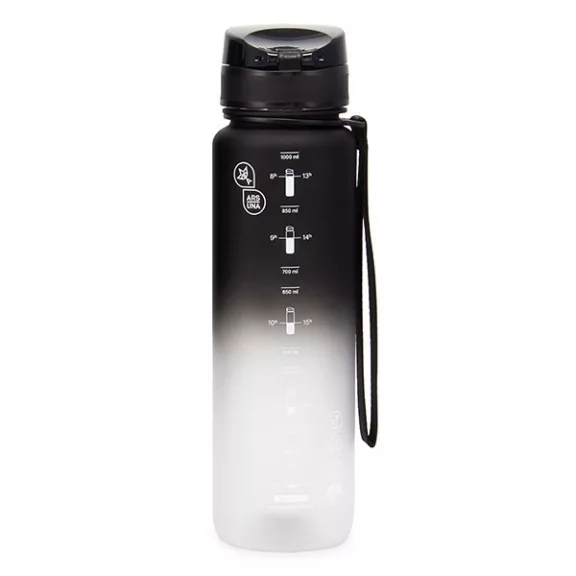 Kulacs ARS UNA műanyag matt BPA-mentes motivációs ombre 1 liter Black & White