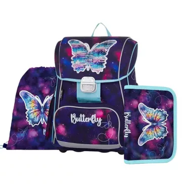   Iskolatáska szett OXY Premium 3 részes Butterfly tolltartóval és tornazsákkal