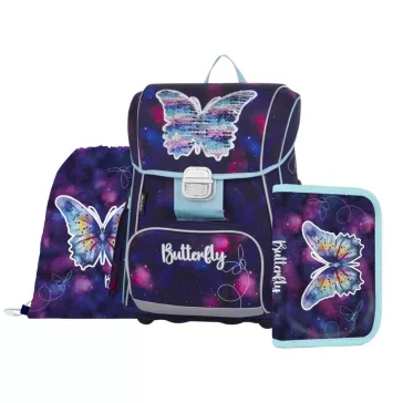   Iskolatáska szett OXY Premium 3 részes Butterfly tolltartóval és tornazsákkal