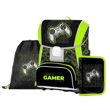   Iskolatáska szett OXY Premium 3 részes Gamer tolltartóval és tornazsákkal