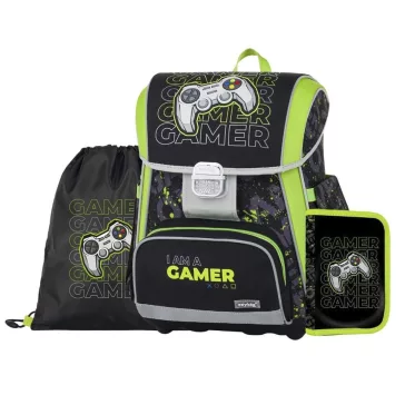   Iskolatáska szett OXY Premium 3 részes Gamer tolltartóval és tornazsákkal