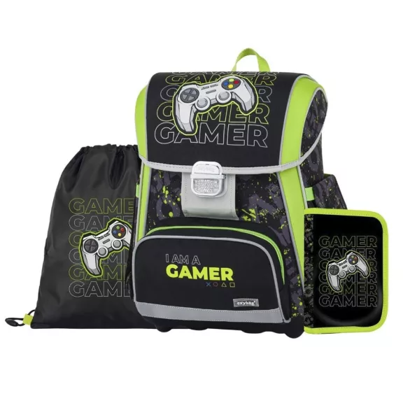 Iskolatáska szett OXY Premium 3 részes Gamer tolltartóval és tornazsákkal