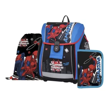   Iskolatáska szett OXY Premium Light 3 részes Spiderman tolltartóval és tornazsákkal