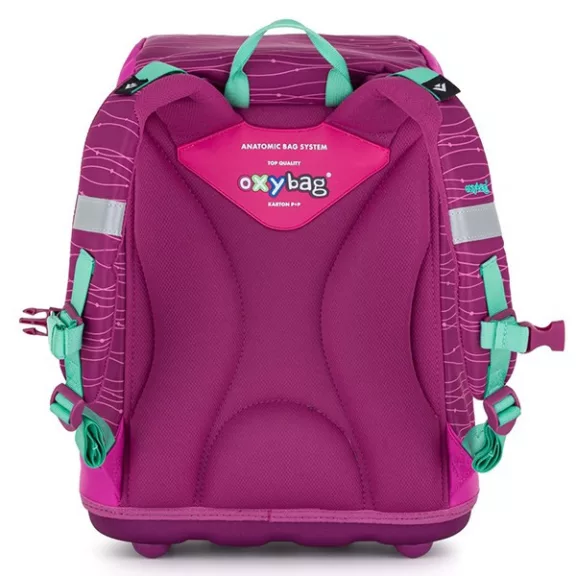 Iskolatáska szett OXY SHERPY 4 részes Pink tolltartóval, tornazsákkal és cserélhető matricával