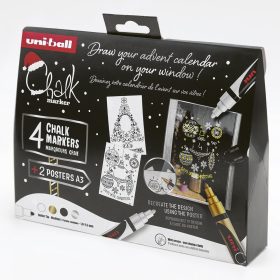   Folyékony kréta UNI PWE-5M Karácsonyi kiadás Elegáns színek 4 darabos