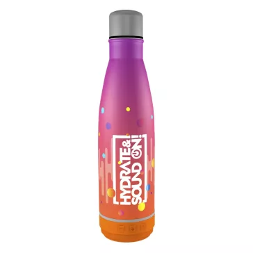   Kulacs duplafalú NEBULO fém Hydrate & SoundON Bluetooth hangszóróval 460 ml rózsa-narancs