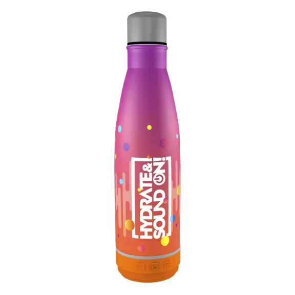 Kulacs duplafalú NEBULO fém Hydrate & SoundON Bluetooth hangszóróval 460 ml rózsa-narancs Kulacs duplafalú NEBULO fém Hydrate & SoundON Bluetooth hangszóróval 460 ml rózsa-narancs