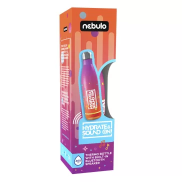   Kulacs duplafalú NEBULO fém Hydrate & SoundON Bluetooth hangszóróval 460 ml rózsa-narancs