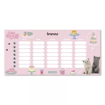 Órarend ARS UNA egylapos kétoldalas Cute Animals-Tea Party