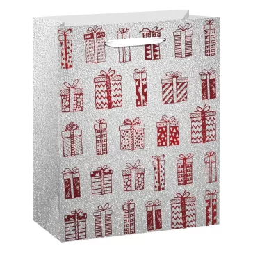   Karácsonyi dísztasak CREATIVE Deluxe Plus L 26x32x12 cm színes matt glitteres szalagfüles