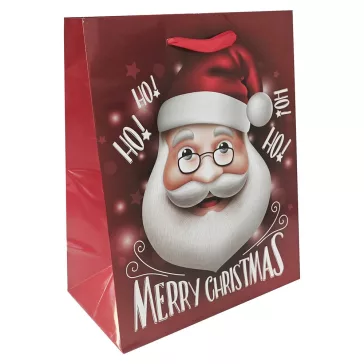   Karácsonyi dísztasak CREATIVE Special M 18x23x10 cm mikulás mintával színes fényes szalagfüles