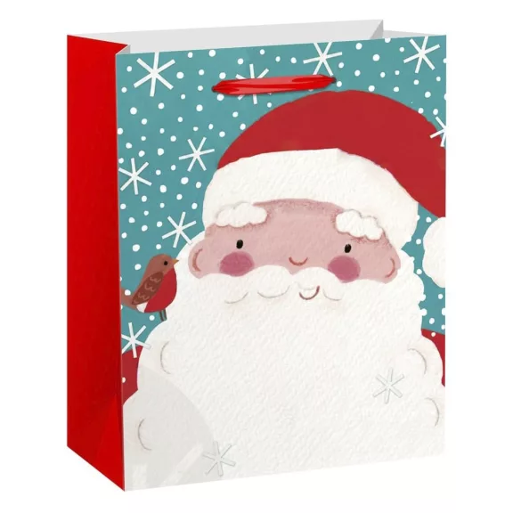 Karácsonyi dísztasak CREATIVE Special M 18x23x10 cm mikulás mintával színes fényes szalagfüles