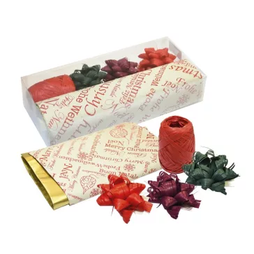   Karácsonyi díszcsomagoló CREATIVE szett öntapadós csillag, kötöző, papír