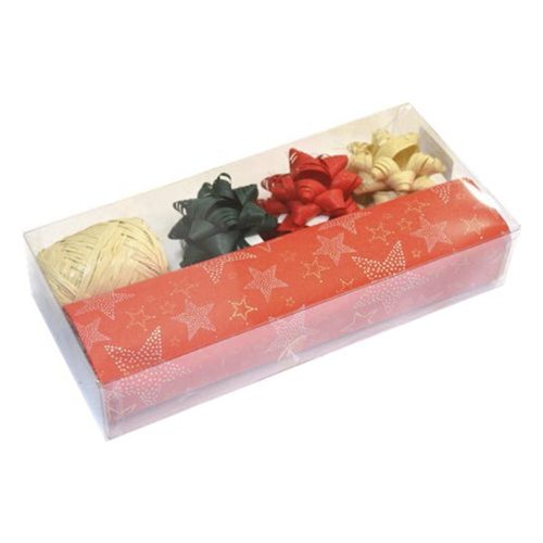 Díszcsomagoló CREATIVE szett karácsonyi öntapadós csillag, kötöző, papír