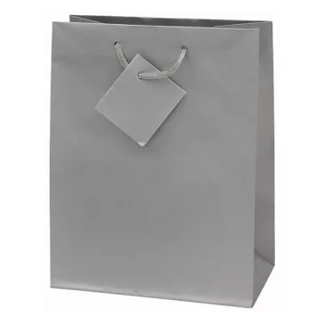   Dísztasak CREATIVE Special Simple M 18x23x10 cm egyszínű ezüst zsinórfüles