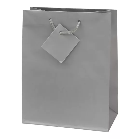 Dísztasak CREATIVE Special Simple M 18x23x10 cm egyszínű ezüst zsinórfüles