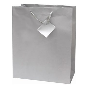   Dísztasak CREATIVE Special Simple L 26x32x12 cm egyszínű ezüst zsinórfüles