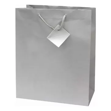   Dísztasak CREATIVE Special Simple L 26x32x12 cm egyszínű ezüst zsinórfüles