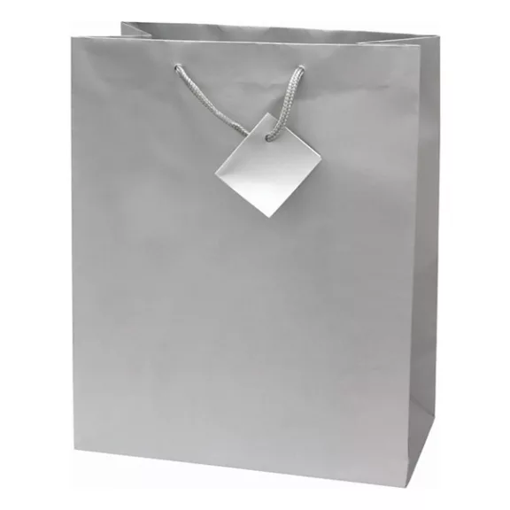 Dísztasak CREATIVE Special Simple L 26x32x12 cm egyszínű ezüst zsinórfüles Dísztasak CREATIVE Special Simple L 26x32x12 cm egyszínű ezüst zsinórfüles