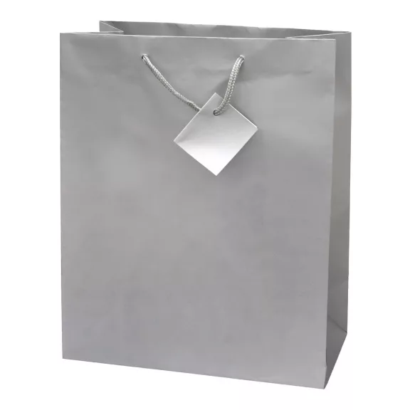 Dísztasak CREATIVE Special Simple L 26x32x12 cm egyszínű ezüst zsinórfüles