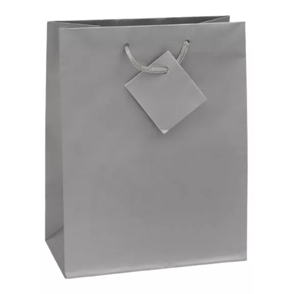 Dísztasak CREATIVE Special Simple XL 33x46x10 cm egyszínű ezüst zsinórfüles
