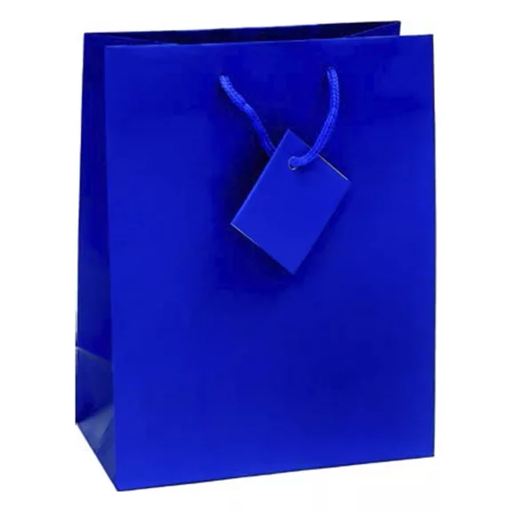 Dísztasak CREATIVE Special Simple L 26x32x12 cm egyszínű kék zsinórfüles