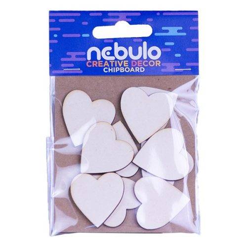 Karton dekoráció NEBULO mini szívek 10 darabos