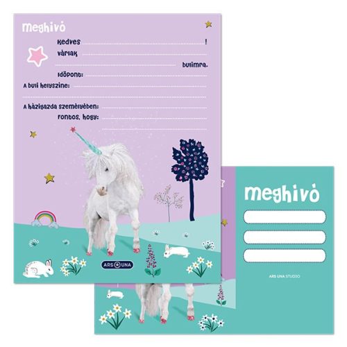 Partimeghívó ARS UNA 10 ív+10 db boríték Cute Animals-Unicorn