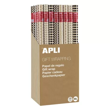   Díszcsomagoló APLI Kraft Black & White II tekercses 70x200 cm 55 tekercs/doboz vegyes mintákkal